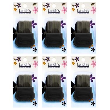 Imagem de Kit 6 Pente Fino Inox De Piolhos e Lêndeas Preto - Landhs