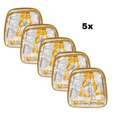 Imagem de KIT COM 5 MINI mochila AMARELA infantil transparente cristal escola vi