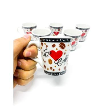 Imagem de Xícaras caneca Café Chá Porcelana 110 Ml louça personalizada 6 unidade