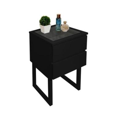 Imagem de Mesa de Cabeceira Lateral de Apoio Penteadeira Square Preto Laca - For