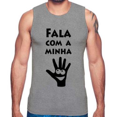 Imagem de Regata Fala Com a Minha Mão - Foca na Moda, Cinza, G