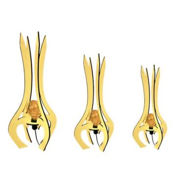 Imagem de Luminária de Chão MDF PALACE - CORALISA, MDF CRU, Kit com 3 - 85x45cm,