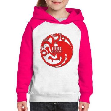 Imagem de Moletom Infantil Fire and Blood Targaryen - Foca na Moda, Branco, Rosa
