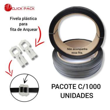Imagem de 1.000 Fivela transparente para fita de arquear - Click Pack Embalagens