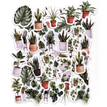 Imagem de Adesivos Decorativo Scrapbook Planner 45 Peças Vasos Plantas - Doce Te