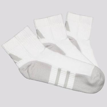 Imagem de Kit Meia Adidas ESS Cano Médio 3 Pares Branco e Cinza, M
