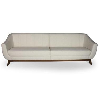 Imagem de Sofá Atenas 04 Lugares 300cm Base Madeira Linho Bege Claro - Nexta Cas