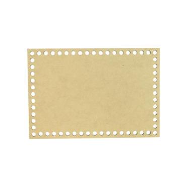 Imagem de Placa Base Retangular Cesto Fio de Malha Croche 25x17 Mdf Madeira - At