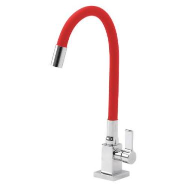 Imagem de Torneira Para Cozinha Gourmet Quadrada Mesa vermelha - Furkin