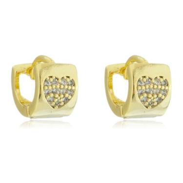Imagem de Brinco Pequeno Banho de Ouro 18k Minimalista Pedra Zircônia - Enzara J