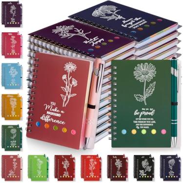 Imagem de Watersay 48 peças de presentes de agradecimento a granel inspiradores blocos de notas motivacionais de bolso, mini diário com canetas, presentes de Natal para funcionários professores, colegas de