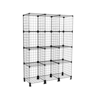Imagem de Estante Prateleira Balcão Expositor Aramado 12 Nichos Preto Organizado