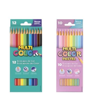 Imagem de Kit Lápis de Cor 12 Cores Multicolor + Lápis de Cor Tons Pastel 10 Cores Multicolor