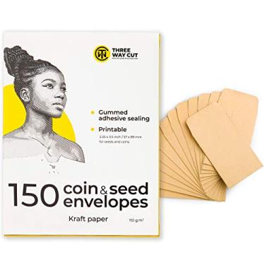 Imagem de Envelopes pequenos de moedas e sementes 150 peças - Envelopes de papel kraft marrom com aba gomada para pacote de sementes ou objetos pequenos, peças, itens de armazenamento para casa, escritório e
