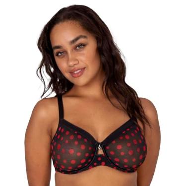 Imagem de Curvy Couture Malha transparente feminina, cobertura total sem forro, suporte sexy plus size, Pontos dançantes, (42) 42DDD