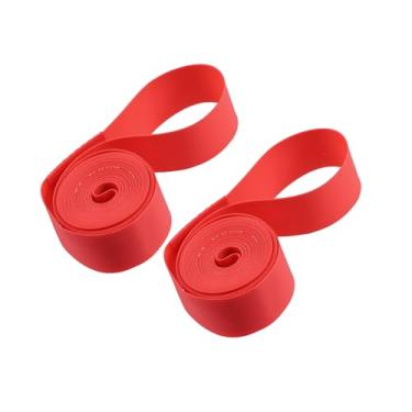 Imagem de Partuto 700C 68.6 cm Faixa de aro de roda de bicicleta de bicicleta forro fita de proteção tubo interno PVC vermelho par substituição