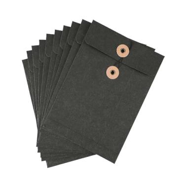 Imagem de Pacote com 10 envelopes de papel kraft vintage com fecho de cordas, pastas de arquivos de papel kraft, organizador de documentos, envelope de bolso para convites, cartas, cartões postais, organizador