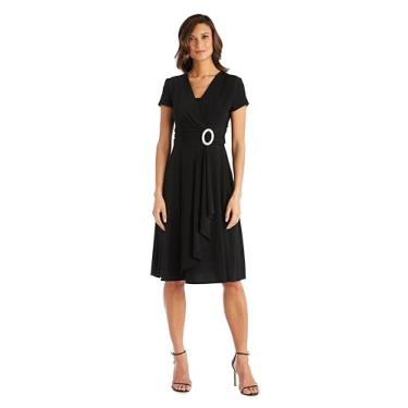 Imagem de R&M Richards Vestido feminino plus size para sair à noite, Preto, 48