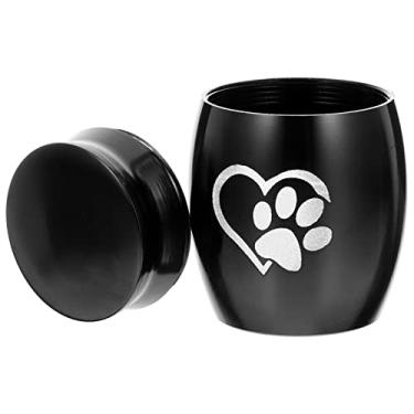 Imagem de ibasenice Urna Para Animais De Estimação De Aço Inoxidável - Urna Para Animais De Estimação Com Estampa De Pata De Amor Urna De Urna Funerária Memorial Para Cães E Gatos