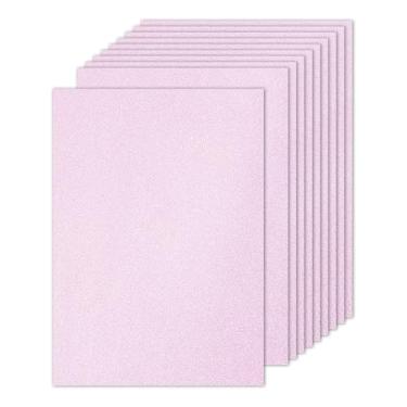 Imagem de PATIKIL 10 folhas de papel cartolina rosa claro com glitter, papel quadrado brilhante A4, 250 g/m², papel de artesanato para scrapbook, cartões, projetos de arte faça-você-mesmo, festas de casamento