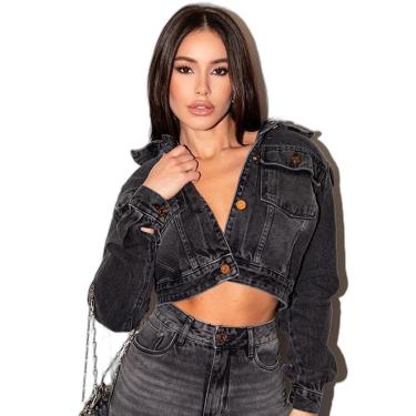 Imagem de JAQUETA JEANS CROPPED FEMININA BÁSICA 23552-Feminino