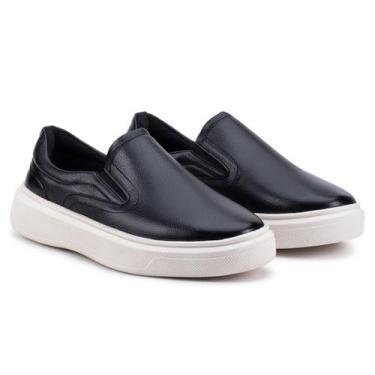 Imagem de Tênis Slip On Iate Estilo Shoes Masculino Couro Confortável Calce Fáci