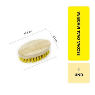 Imagem de 1 Unidade Escova De Limpeza Oval Madeira Multiuso Lava Roupas Tênis Ta