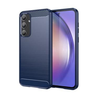 Imagem de GTBDEKI Capa para Galaxy A55 5G, capa para Samsung A55 SM-A556U, capa traseira de silicone fino à prova de choque de fibra de carbono resistente TPU macio para Samsung Galaxy A55 5G azul