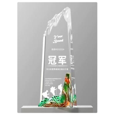Imagem de Troféu de cristal personalizado - Prêmio premium para campeões de competição, reuniões de fim de ano e reconhecimento excepcional de funcionários - Ascenda à grandeza (1, 24 x 9 cm)