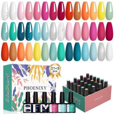 Imagem de Conjunto PHOENIXY de 24 Esmaltes em Gel - 21 Cores com Base e Top Coat