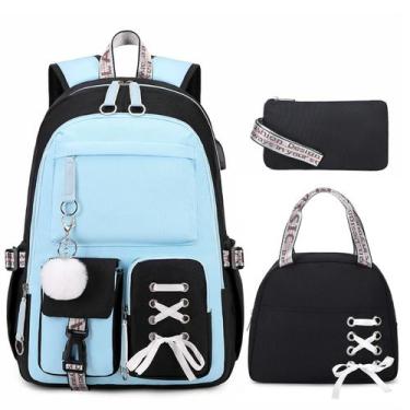 Imagem de Mochila Infantil ACESAK com Lancheira e Estojo - Azul