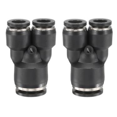 Imagem de HARFINGTON 2 peças de encaixes push to connect tubo de 1/2 polegada OD x 5/40.6 cm OD, kit de encaixe pneumático de mangueira de ar de conexão rápida de plástico T reduzindo 3 vias conector de