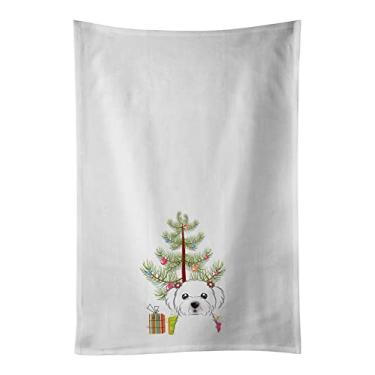 Imagem de Caroline's Treasures BB1580WTKT Toalha de cozinha com árvore de Natal e branco maltês conjunto de 2, 48 x 63 cm, multicolorido