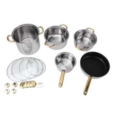 Imagem de Conjunto de Panelas de Panelas de Aço Inoxidável, 5pcs de Cozinha de Cozinha Indução de Vasos de Cozinha Com Tampas de Vidro