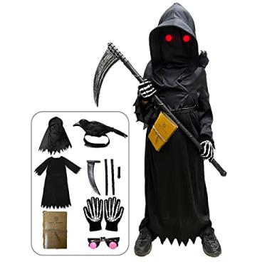 Imagem de longpo Disfarces de Halloween para crianças, fantasia de farco, fantasia de fantasma assustadora, fantasia de cosplay de Halloween, presentes de festa (M)