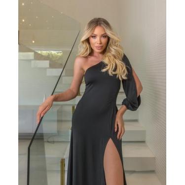 Imagem de Vestido Longo Manga Unica  - Gisele Freitas, Preto, M