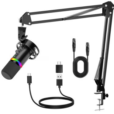 Imagem de Microfone para jogos juopiea xlr/usb Dynamic com suporte Boom Arm