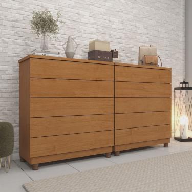 Imagem de Kit 2 Cômodas 5 Gavetas com Pés Espresso Móveis