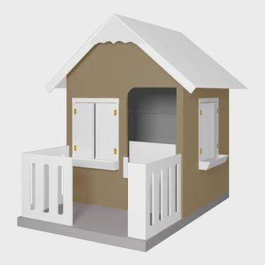 Imagem de Casinha De Brinquedo Com Cercado e Cobertura mdf Bege/Branco - Criança Feliz