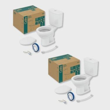 Imagem de Kit 2 de Bacia com Caixa Acoplada e Assento Azálea Celite Branco