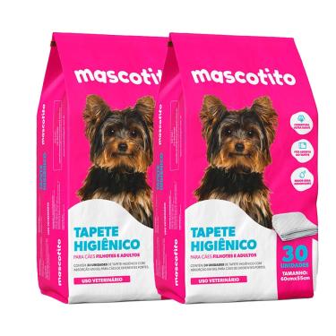 Imagem de Kit 2 Tapete Higiênico Mascotito 60x55cm C/30 Unidades