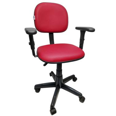 Imagem de Cadeira Secretaria Giratória De Escritório Com Regulagem de Altura Braço Ajuste Digitador Vermelha