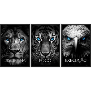 Imagem de Kit 3 Quadros Animais Disciplina Foco Execução 45X34Cm