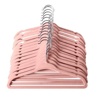 Imagem de Kit 10 Cabide Infantil Veludo Slim Ultra Fino Não Escorrega (Rosa)