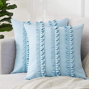 Imagem de 2 peças de capa de almofada 45 x 45 cm lençol de gravata borboleta para sala de estar capa de almofada decorativa moderna quarto sofá carro - 40 x 40 cm_azul claro_azul claro