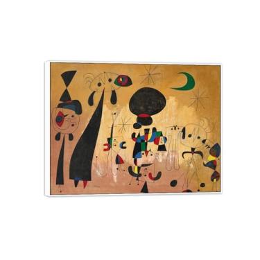 Imagem de MUHJDYC Joan Miró Imagem de arte de parede em tela - reprodução de impressões de arte famosas abstratas - pinturas com moldura branca para decoração de sala de estar (pintura 3) 60 x 80 cm - 23 x 31