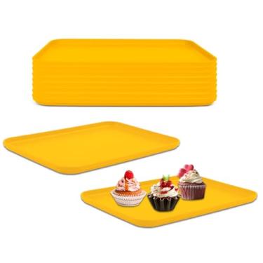 Imagem de Bandejas de arte de plástico, pacote com 10 bandejas de plástico grandes empilháveis, bandeja organizadora de artesanato, bandeja de servir, pintura, contas, armazenamento e servir (30 x 21 cm