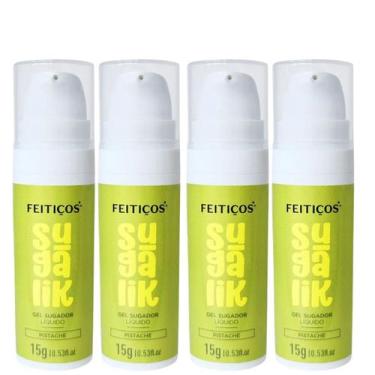 Imagem de 4 Sugalik Gel Beijável Pistache 15g  Sensação Intensa - Feitiços