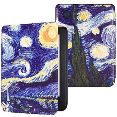 Imagem de DMLuna Capa para Kobo Clara BW (modelo N365)/Clara Color (modelo N367)/Clara 2E 15.2 cm, capa protetora de couro PU premium ultrafina e leve com função hibernar/despertar automática, noite estrelada