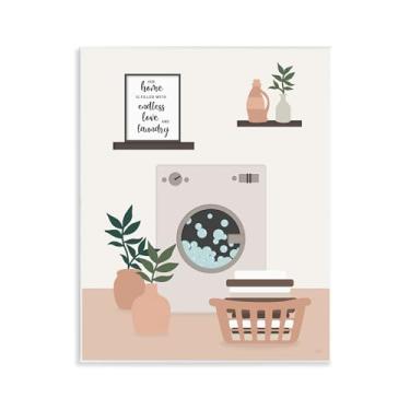 Imagem de Stupell Industries Arte de placa de parede com frase de lavanderia moderna familiar, design de Natalie Carpentieri, 28 x 35 cm